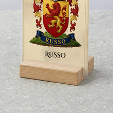 
Load image into Gallery viewer, Detail of solid oak stand and gallery board edge on desk plaque