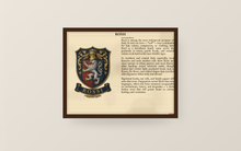 
Carica l'immagine nel visualizzatore di Gallery, Sample Last Name Origin PDF printed and framed — Rossi surname history pack — digital download, print at home — Herald Lab