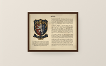 
Cargar imagen en el visor de la galería, Sample Last Name Origin PDF printed and framed — Rossi surname history pack — digital download, print at home — Herald Lab