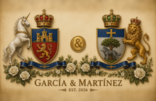 
Load image into Gallery viewer, Anniversary sample page 1 — García &amp; Martínez united arms — garcia martinez arms — Herald Lab