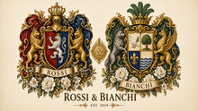 
Cargar imagen en el visor de la galería, Anniversary Dual sample — Rossi &amp; Bianchi matched Dual-grade pair with ROSSI and BIANCHI under-shield banners — Herald Lab