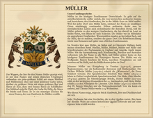 
Cargar imagen en el visor de la galería, Beispiel PDF Standard — Familie Müller: Namensgeschichte und zugeordnetes Wappen (Herald Lab)