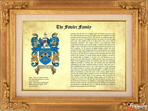 Father's Day Best Gift - Origin of the Last Name - Heraldic Document