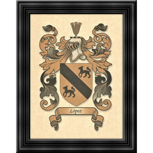 Load image into Gallery viewer, Authentic Family Coat of Arms full color - Size:  11&quot; x 8.5&quot;   CM 21.5 x 28