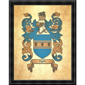 Authentic Family Coat of Arms full color - Size:  11" x 8.5"   CM 21.5 x 28